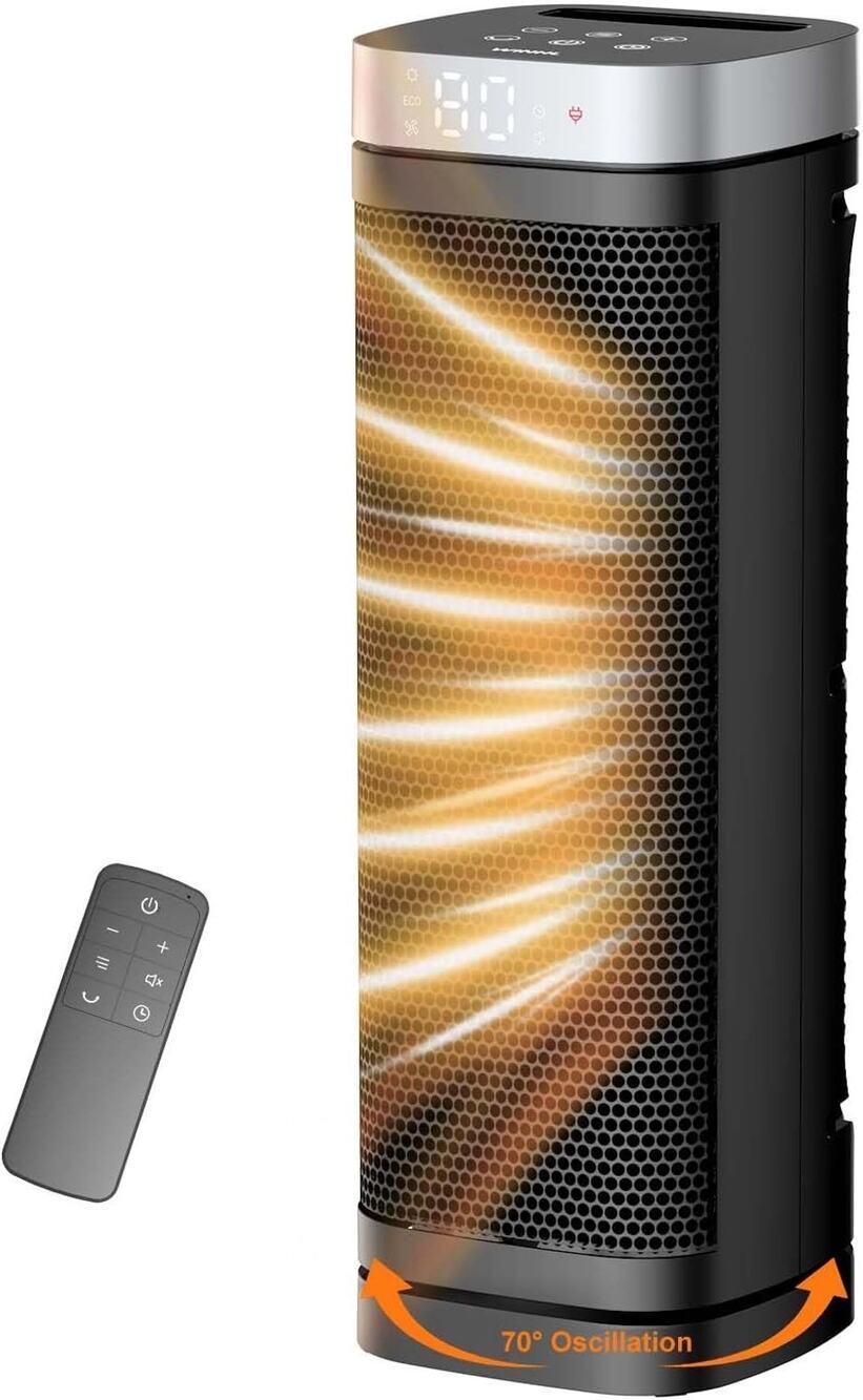 17" Indoor Space Heater 1500W Electric with Thermostat 70° Oscillation & Remote